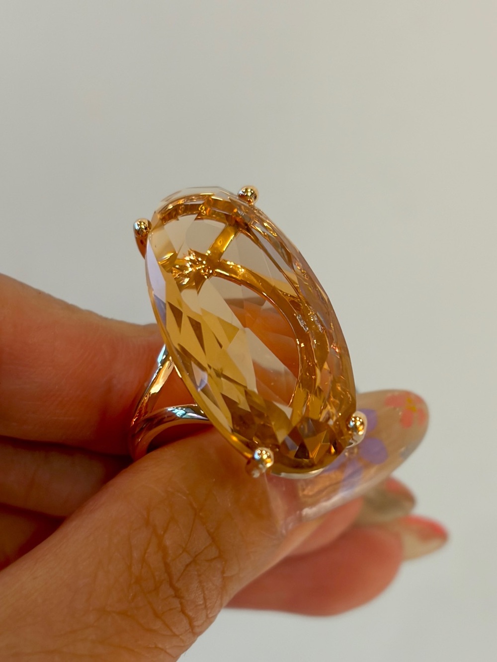 New Rose Gold Plated Oval Citrins S925 Sterling Silver Cocktail ring statement 7